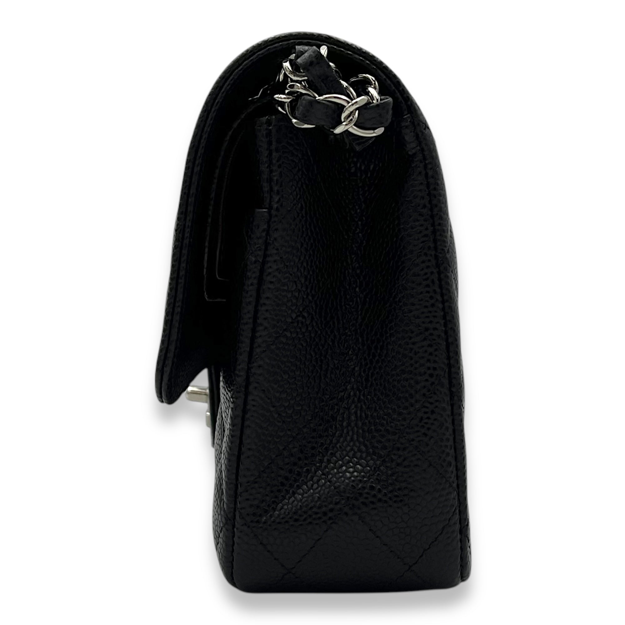 Chanel Classic Shoulder Bag Black in Caviar Leather, Silver hardware_4