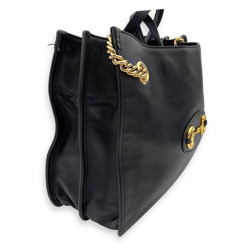 Gucci Horsebit 1955 Tote Bag Black in Calfskin, Gold hardware_4