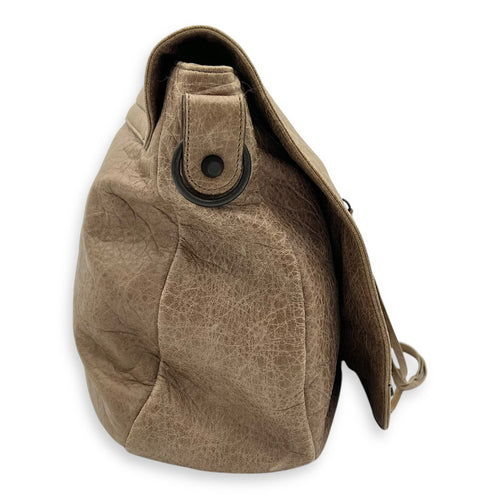 Balenciaga City Crossbody Bag Brown in Distressed Leather, Gunmetal hardware_4