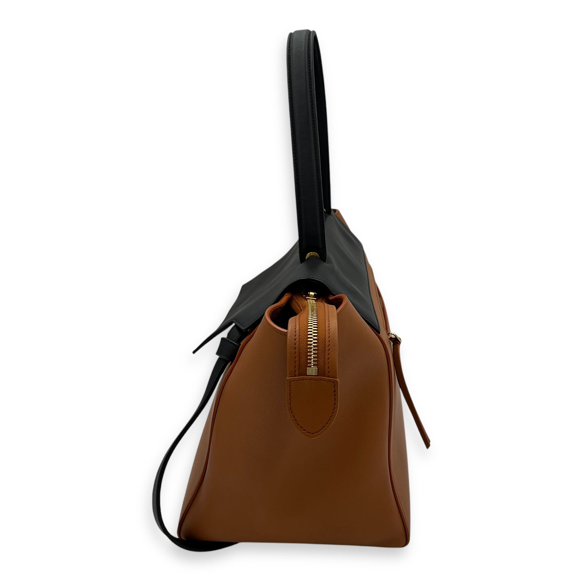 Celine Belt Bag Top Handle Bag Brown in Calfskin, Gold hardware_3