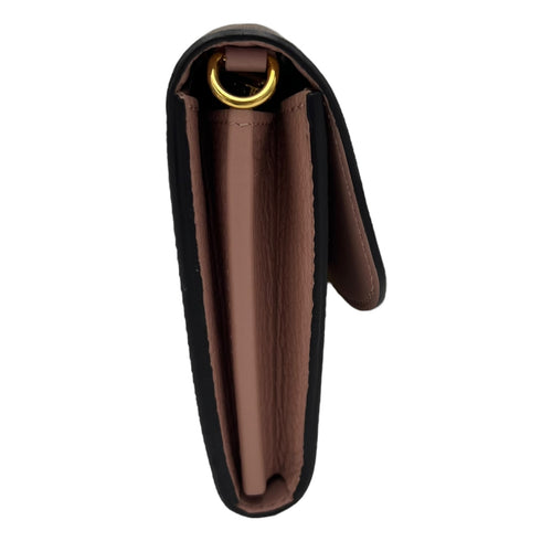 Louis Vuitton Croisette Wallet On Chain Damier Ebene in Coated Canvas, Gold hardware_4