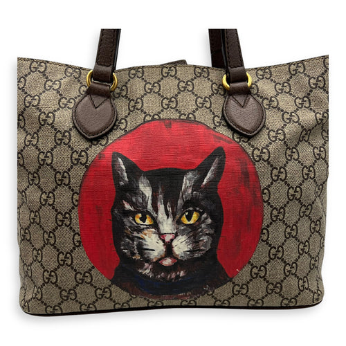 Gucci GG Supreme Duffle Bag Grey in Coated Canvas, Gold hardware_8