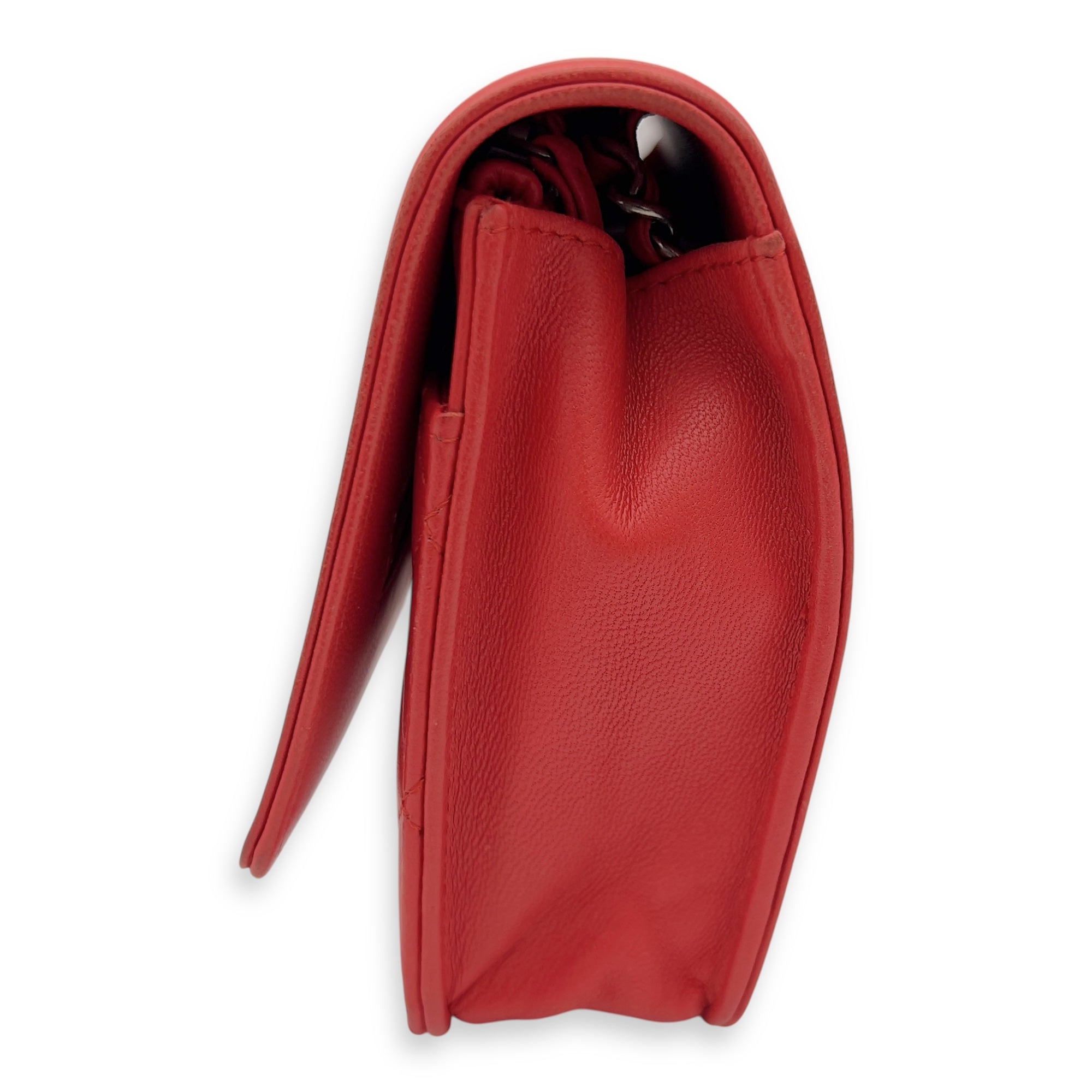 Chanel Boy Wallet On Chain Red in Calfskin, Ruthenium hardware_5