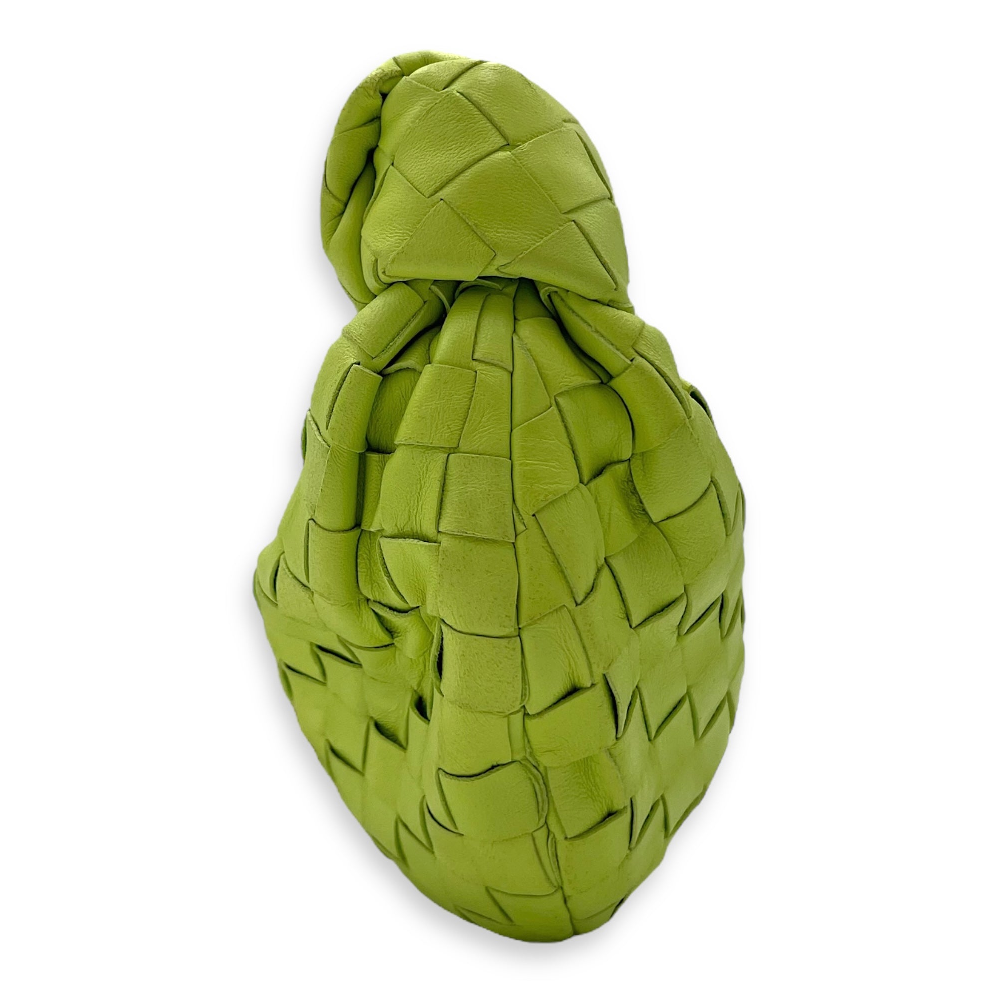 Bottega Veneta Jodie Mini Green Top Handle Bag in Lambskin, Gold hardware_4