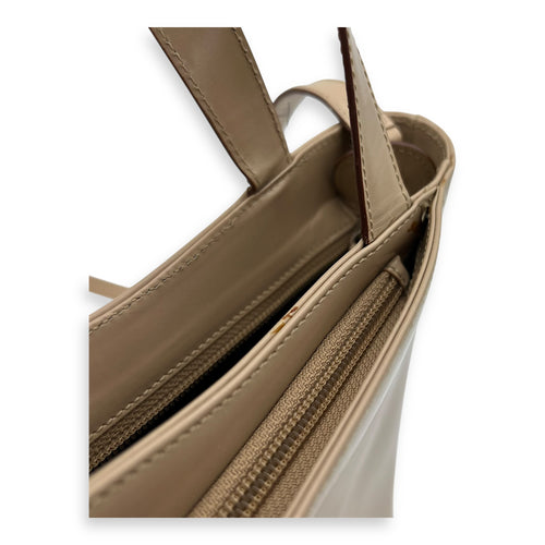 Salvatore Ferragamo Gancini Top Handle Bag Silver in Calfskin, Silver hardware_12