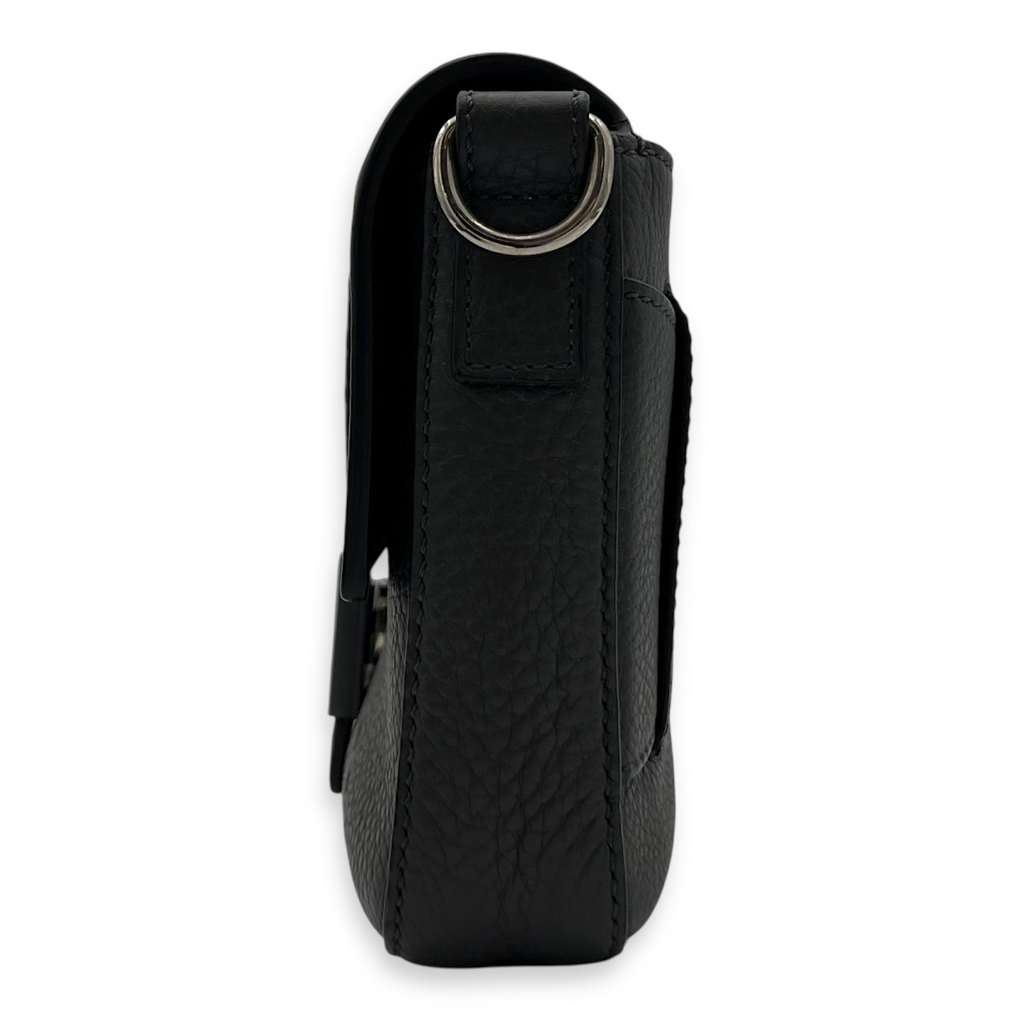 Fendi Baguette Crossbody Bag Grey in Calfskin, Silver hardware_4