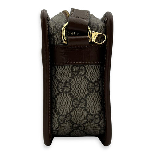 Gucci GG Supreme Crossbody Bag Brown in Coated Canvas, Gold hardware_4