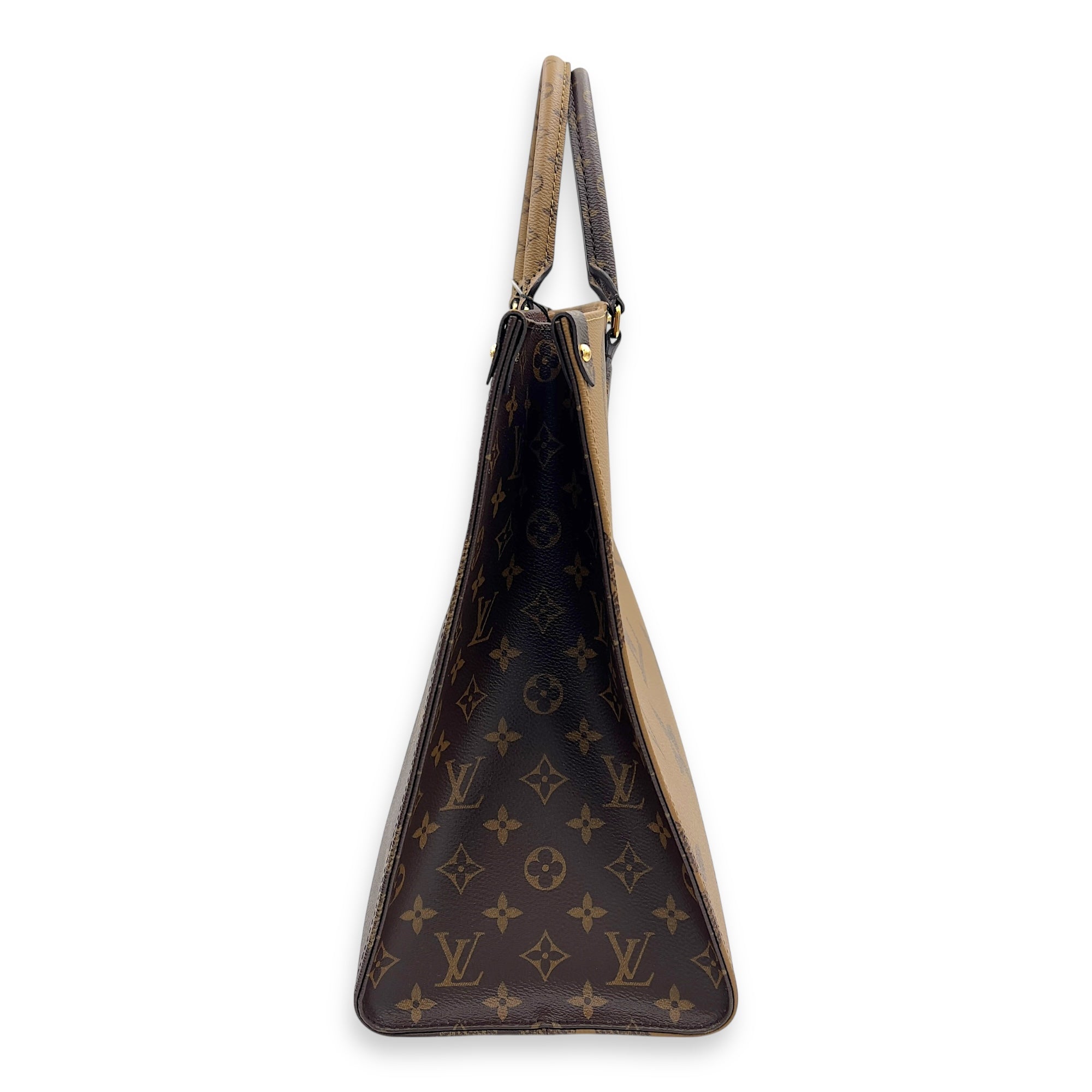 Louis Vuitton OnTheGo GM Brown Top Handle Bag in Coated Canvas, Gold hardware_6