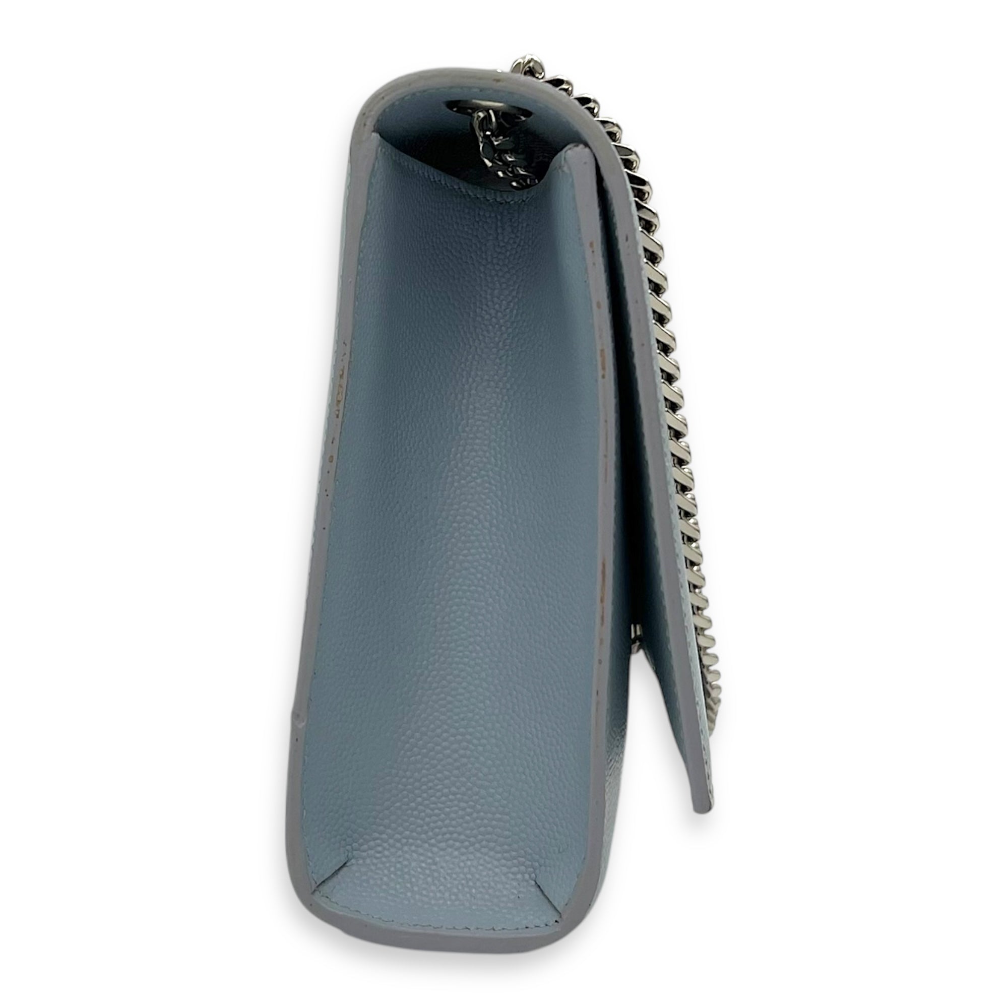 Saint Laurent Kate Medium Blue Crossbody Bag in Calfskin, Silver hardware_4