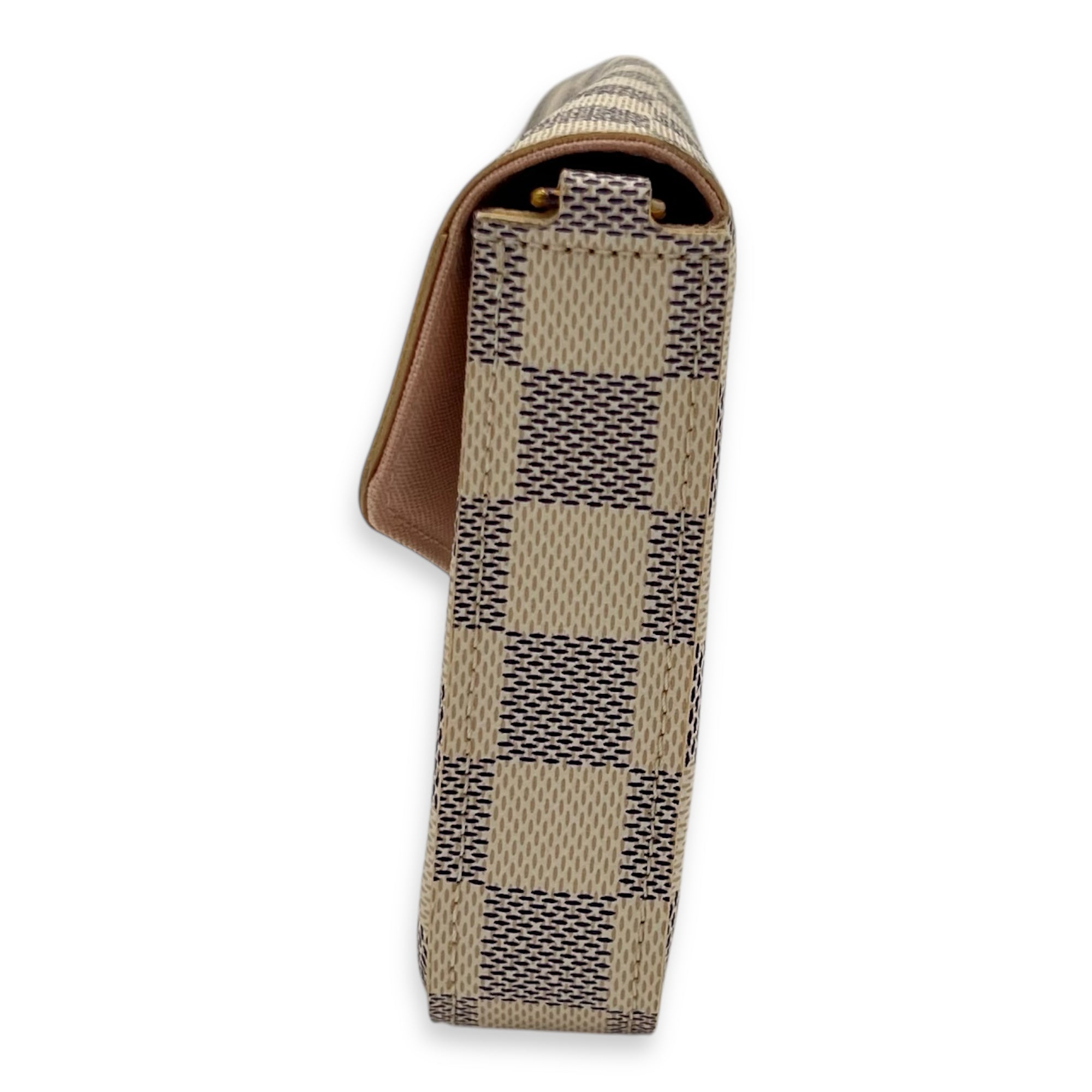 Louis Vuitton Felicie Crossbody Bag Azur in Coated Canvas, Gold hardware_7