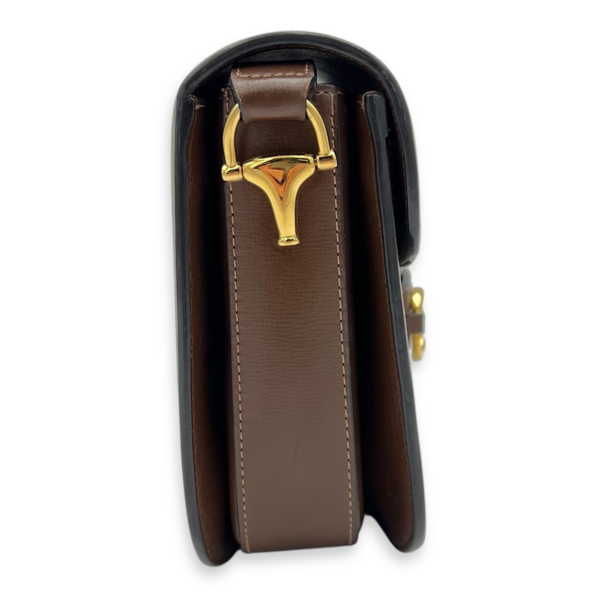 Gucci Horsebit 1955 Crossbody Bag Brown in Coated Canvas, Gold hardware_10