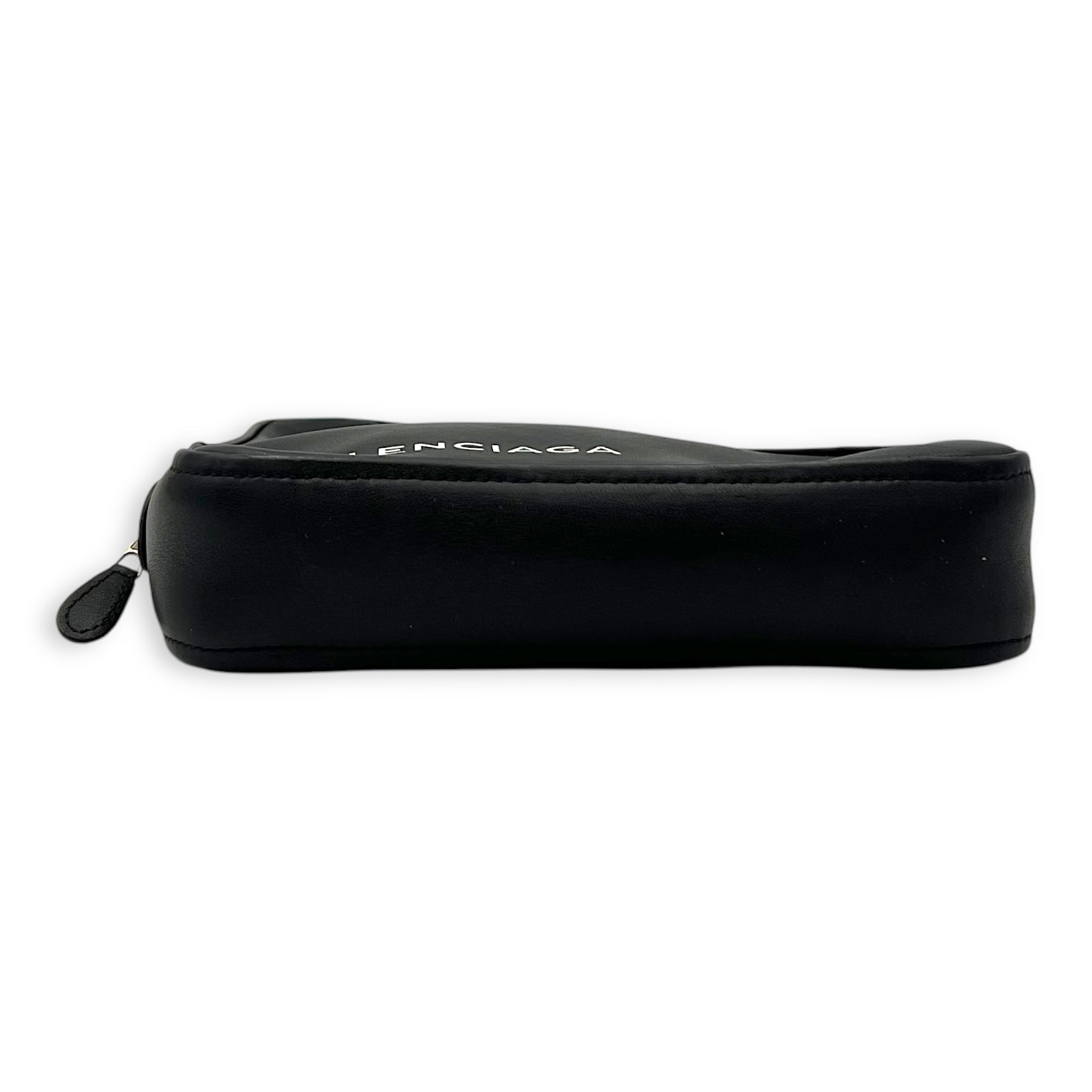 Balenciaga Logo Pouch Black in Calfskin, Silver hardware_5