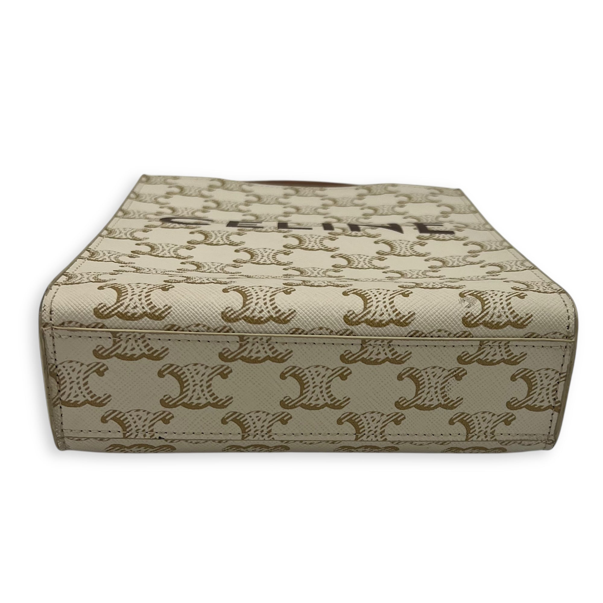 Celine Vertical Top Handle Bag White in Coated Canvas, Others hardware_5