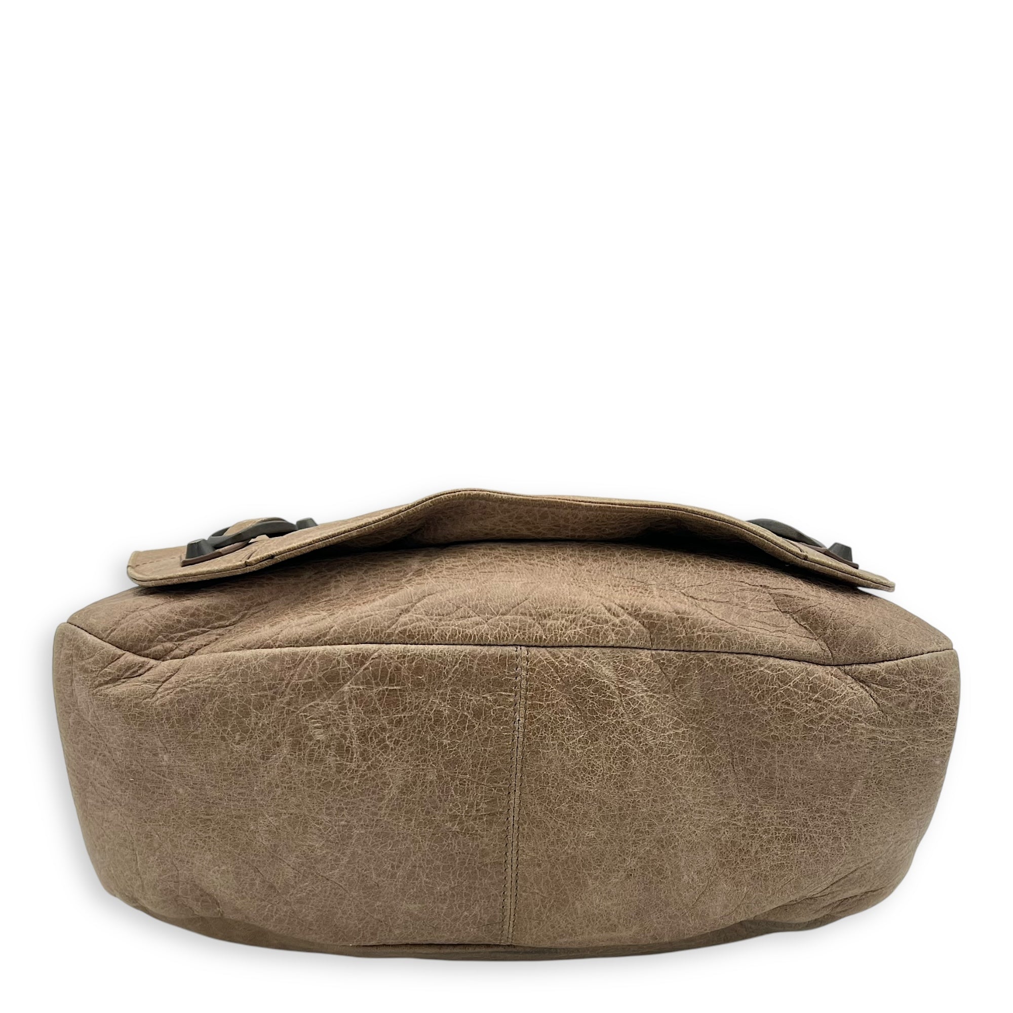 Balenciaga City Crossbody Bag Brown in Distressed Leather, Gunmetal hardware_5