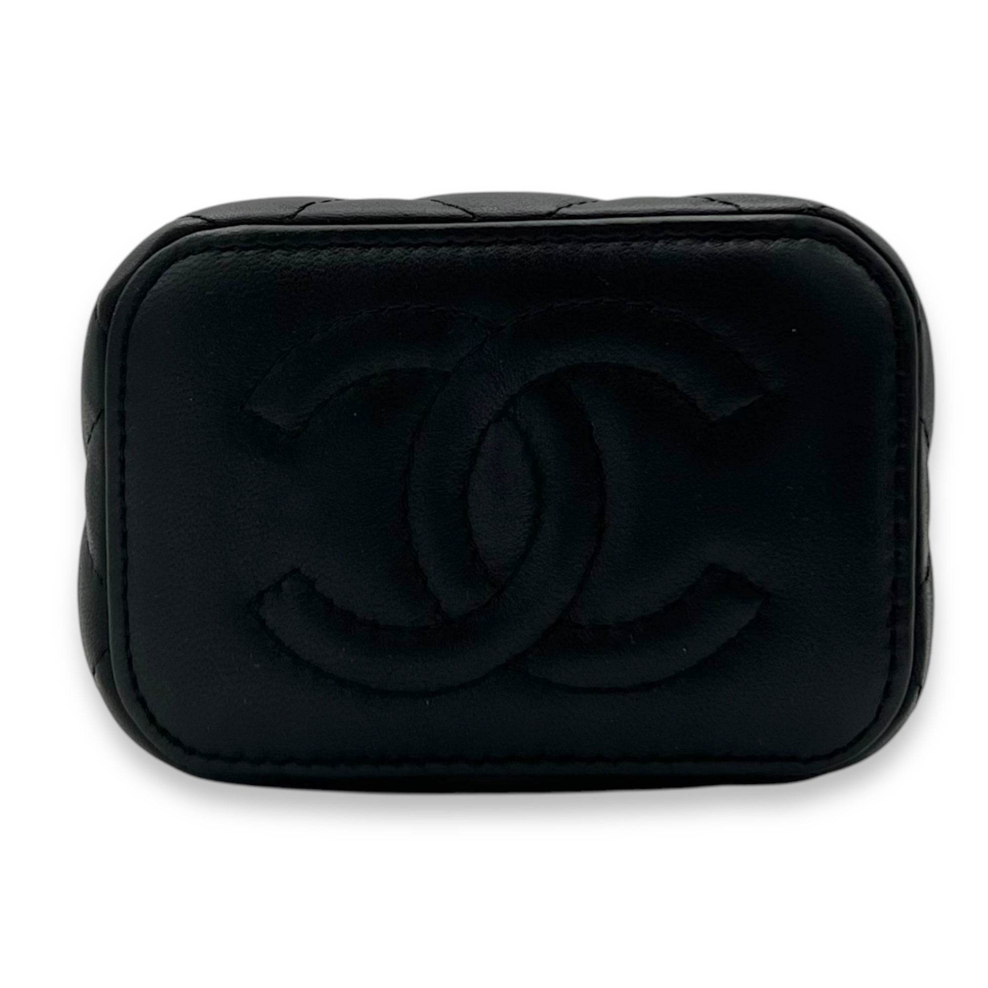 Chanel Vanity Crossbody Bag Black in Lambskin, Gold hardware_5