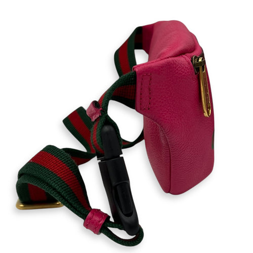 Gucci Logo Belt Bag Pink in Calfskin, Gold hardware_5