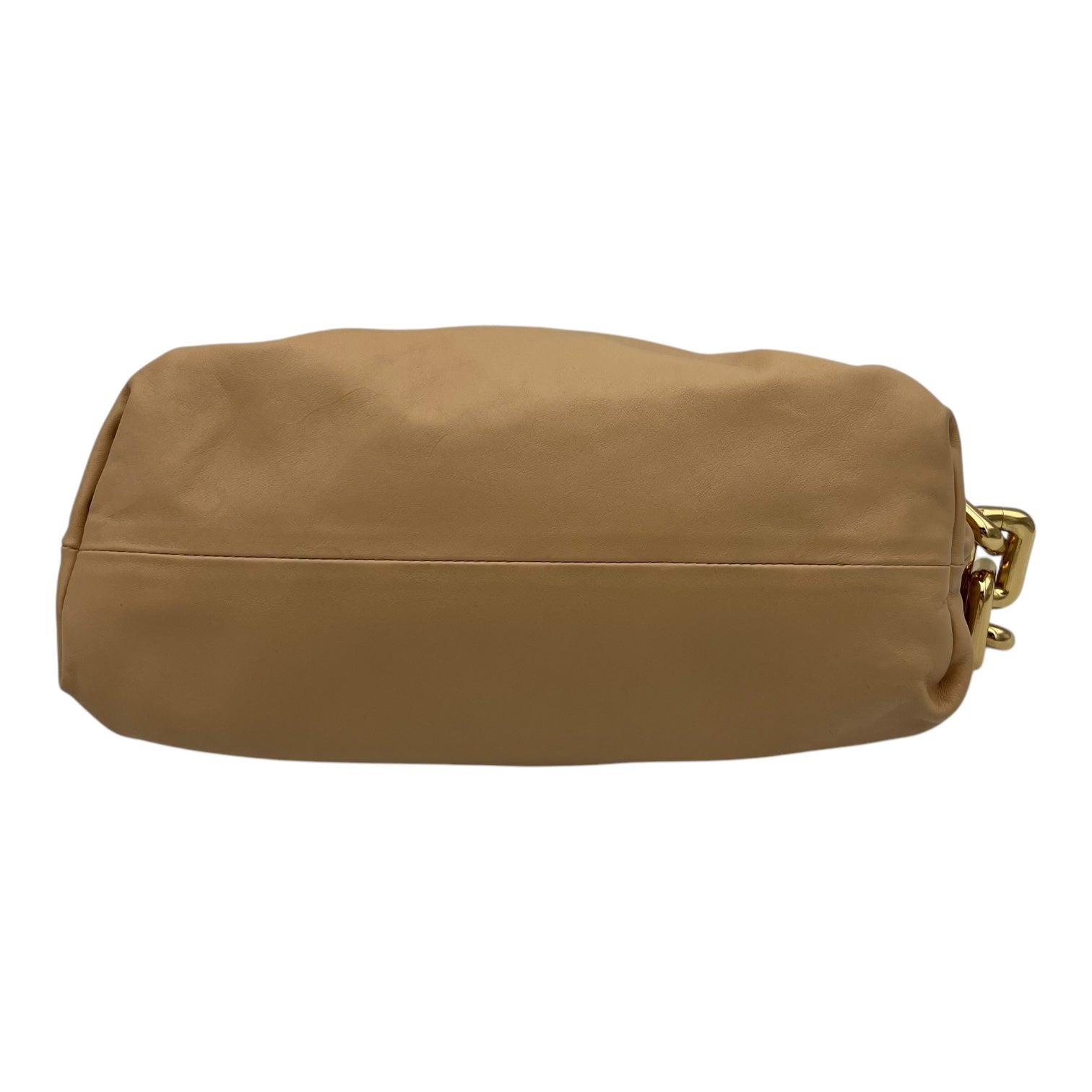 Bottega Veneta Chain Pouch Shoulder Bag Beige in Lambskin, Gold hardware_5