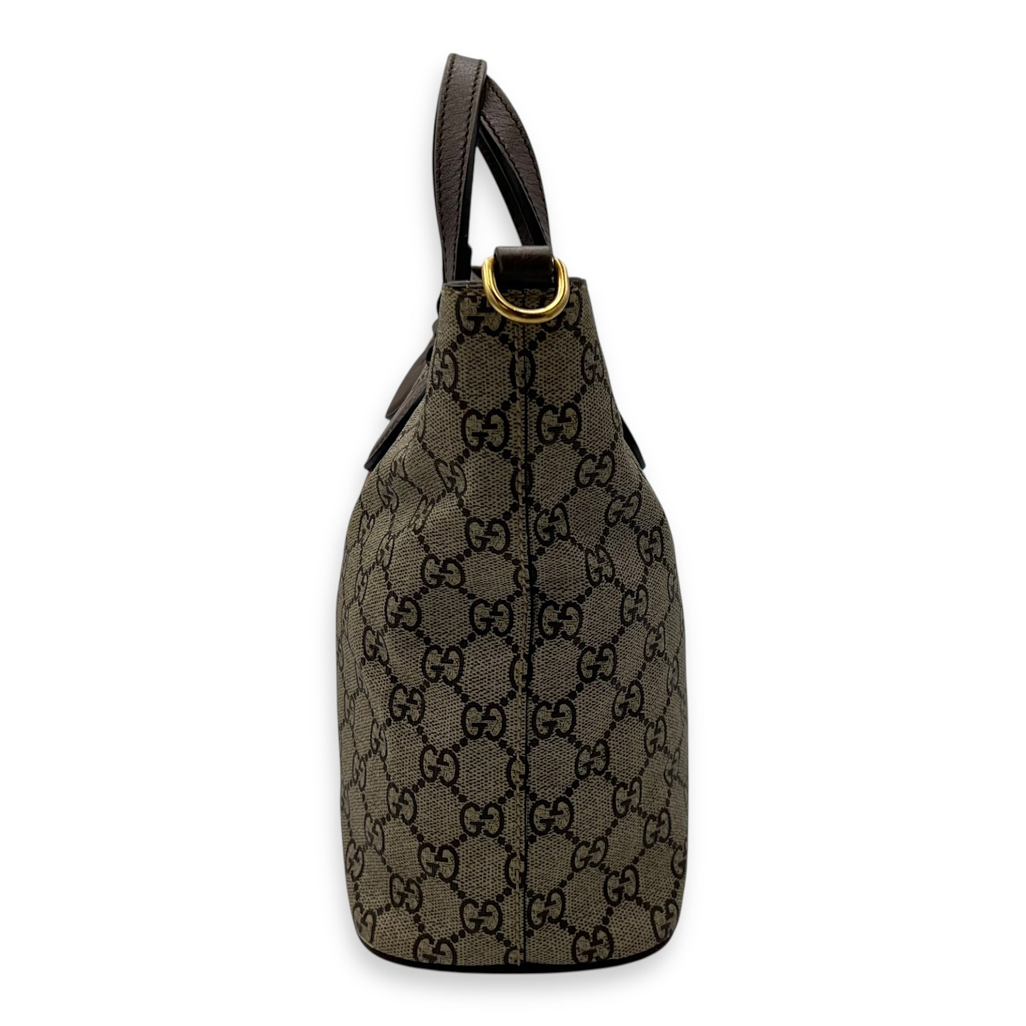 Gucci GG Supreme Duffle Bag Grey in Coated Canvas, Gold hardware_4