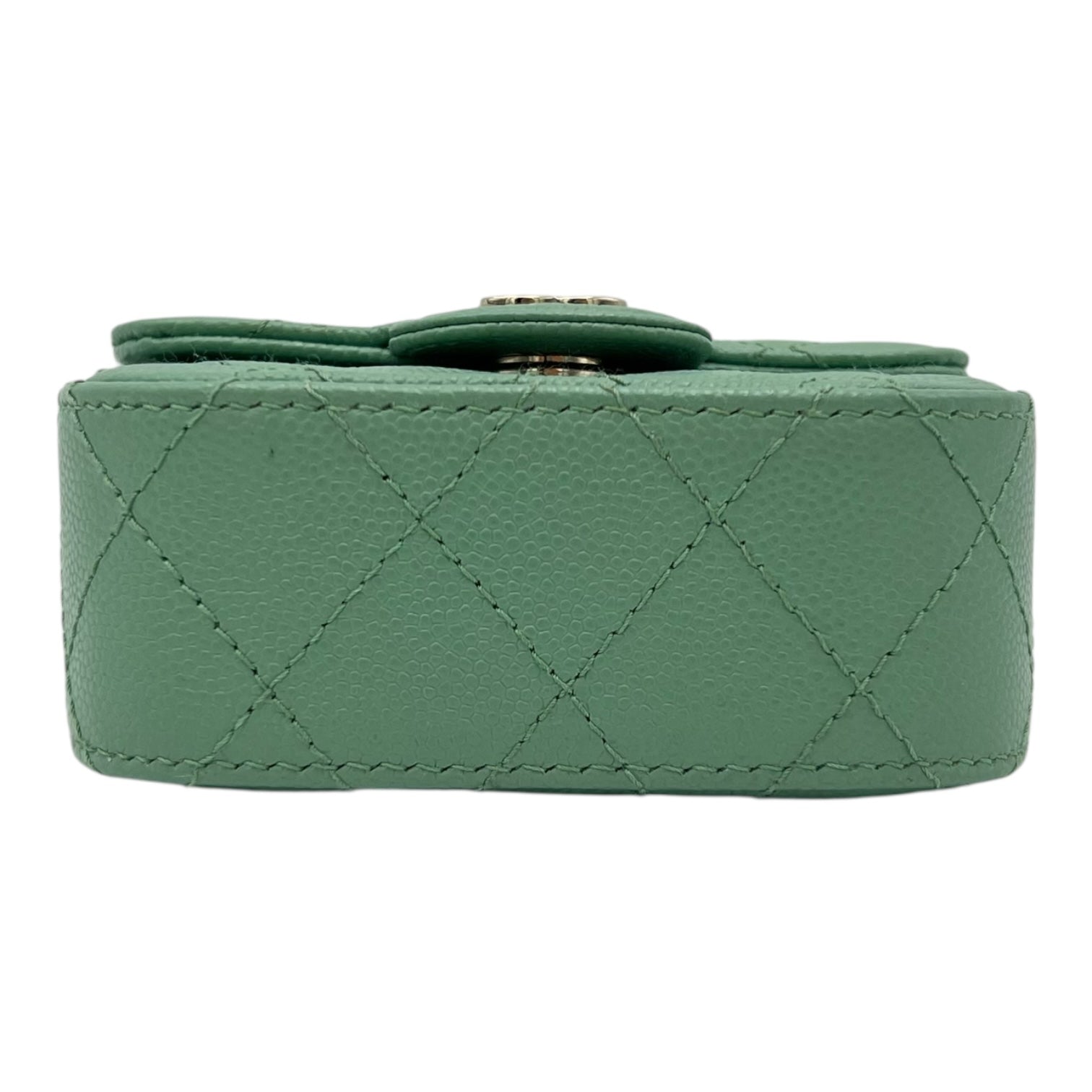 Chanel CC Green Card Wallet Crossbody in Caviar Leather, Gold hardware_5