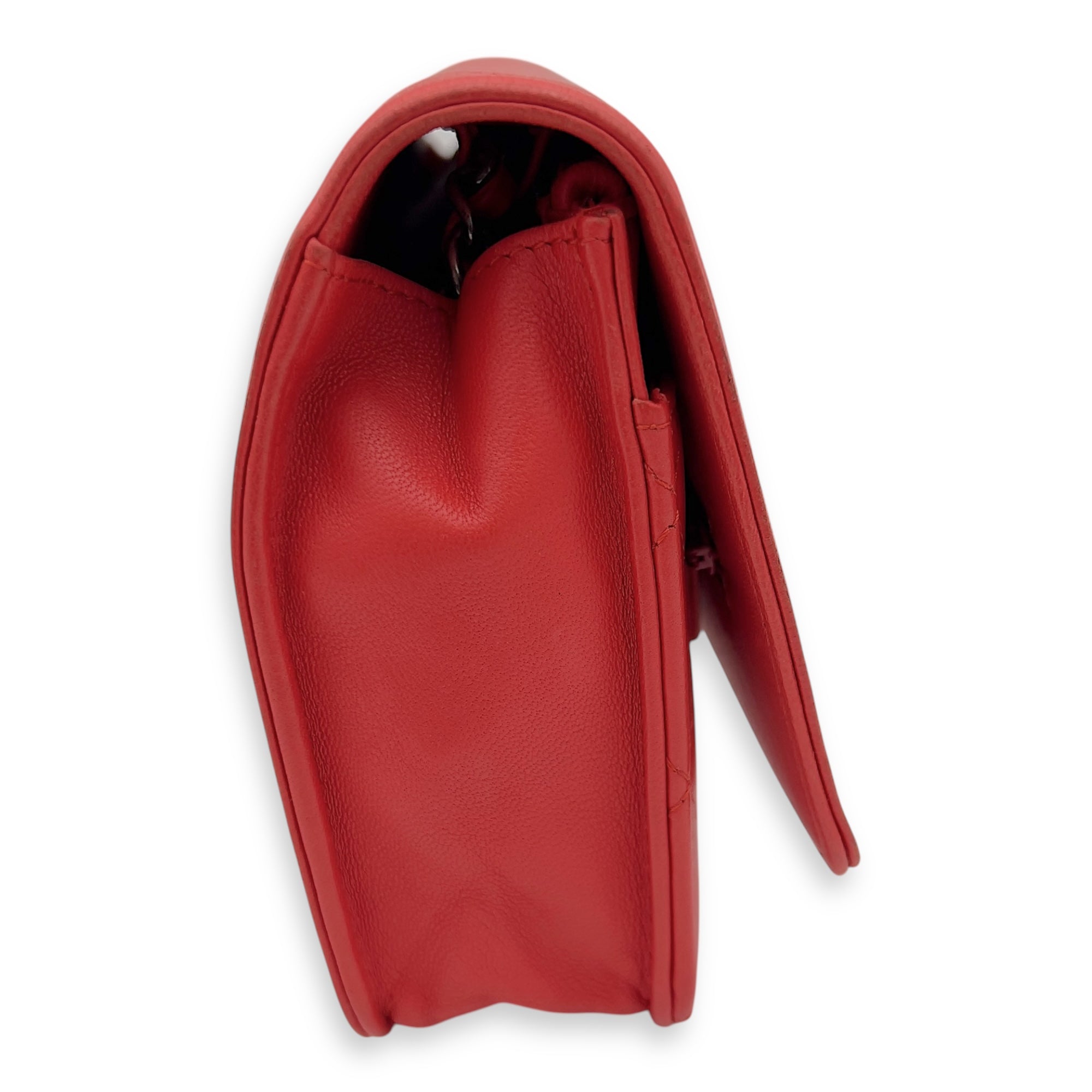 Chanel Boy Wallet On Chain Red in Calfskin, Ruthenium hardware_4