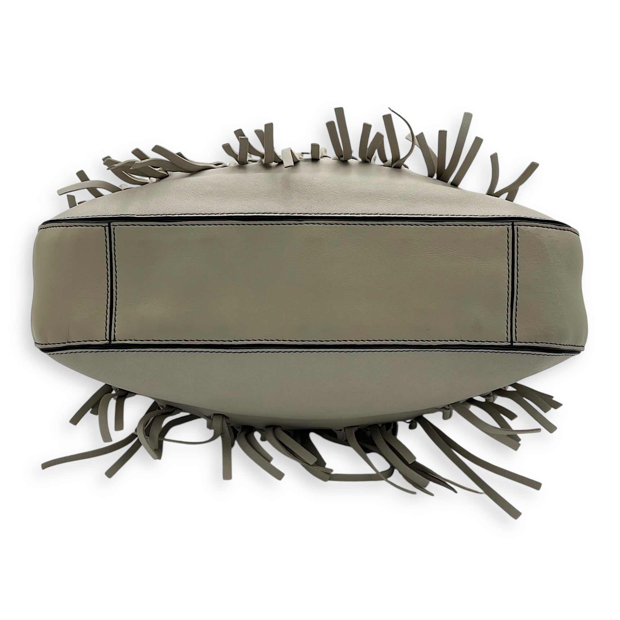 Bottega Veneta Intrecciato Shoulder Bag White in Lambskin, Gunmetal hardware_5