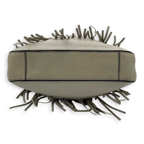 Bottega Veneta Intrecciato Shoulder Bag White in Lambskin, Gunmetal hardware_5