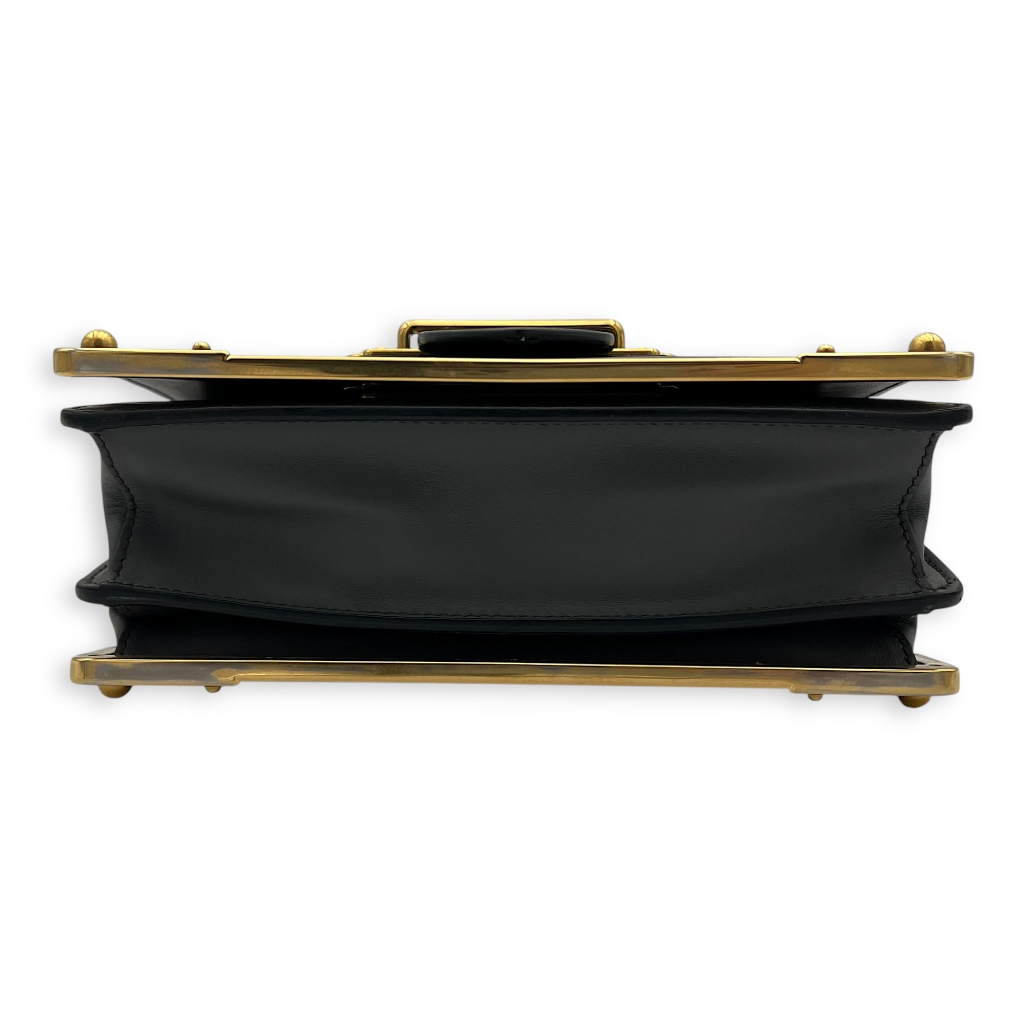 Prada Cahier Crossbody Bag Grey in Calfskin, Gold hardware_5