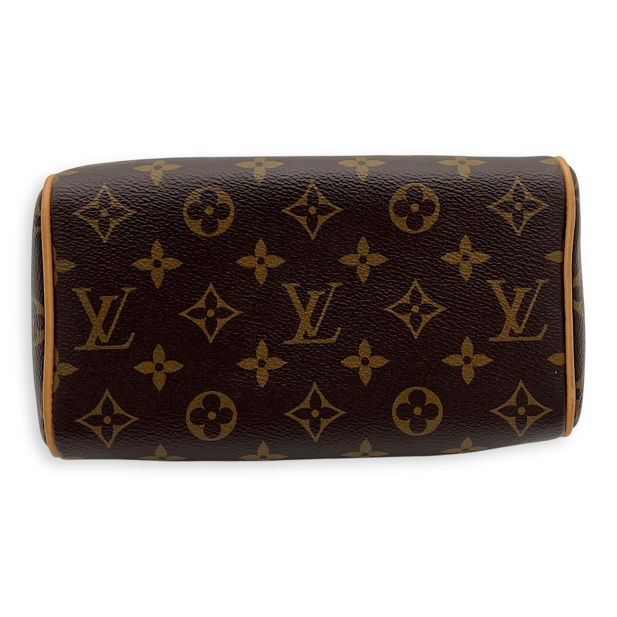 Louis Vuitton Speedy Top Handle Bag 20 Brown in Monogram Coated Canvas, Gold hardware_5