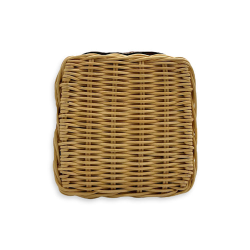 Celine Triomphe Box Shoulder Bag Brown in Rattan, Gold hardware_5
