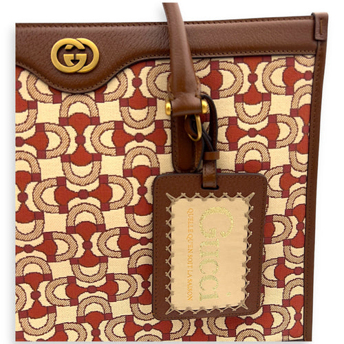 Gucci Interlocking G Red Tote Bag in Jacquard, Gold hardware_4