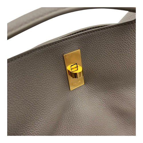 Celine Bucket 16 Brown Top Handle Bag in Calfskin, Gold hardware_9