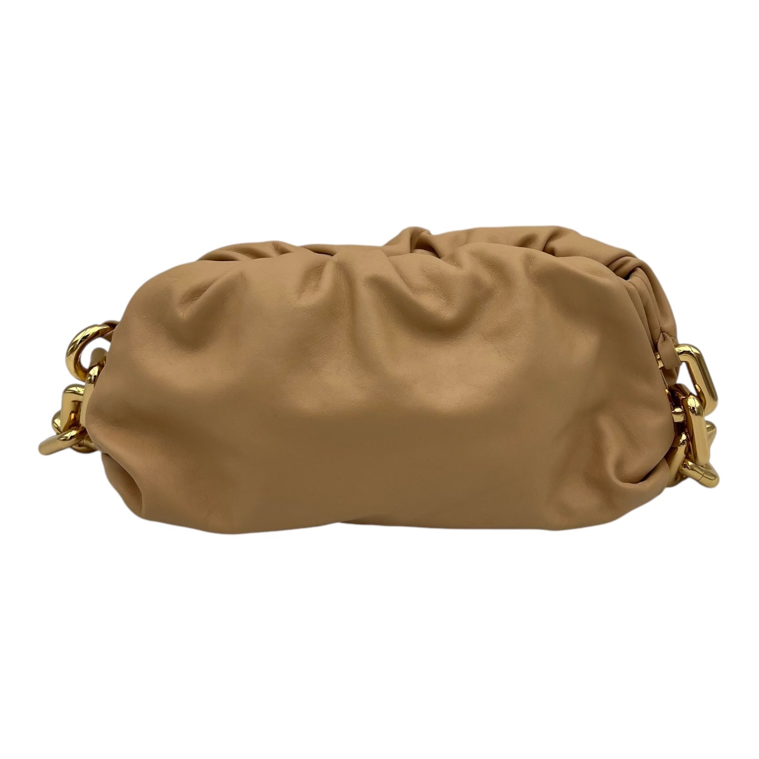 Bottega Veneta Chain Pouch Shoulder Bag Beige in Lambskin, Gold hardware_2