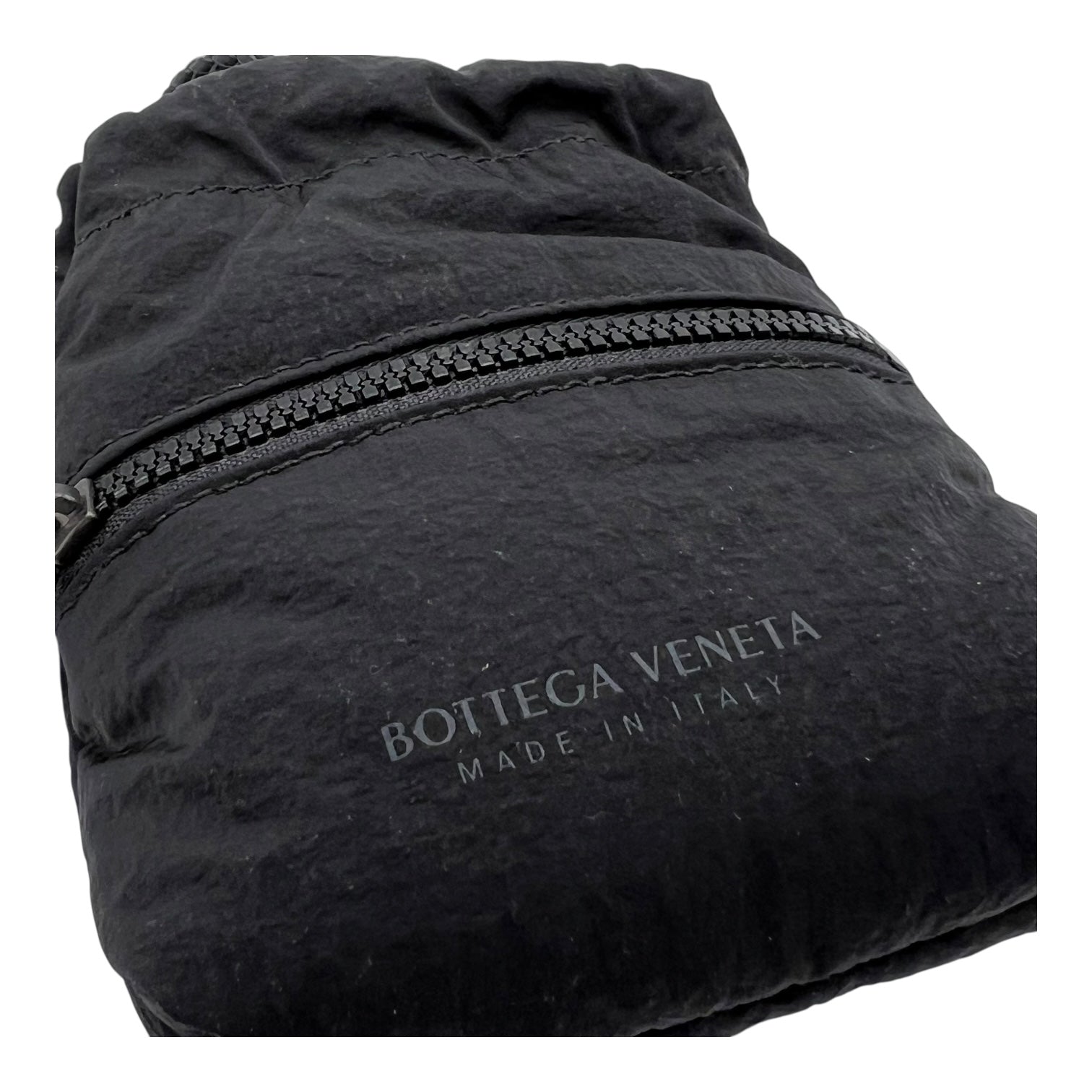 Bottega Veneta Logo Shoulder Bag Black in Nylon_6