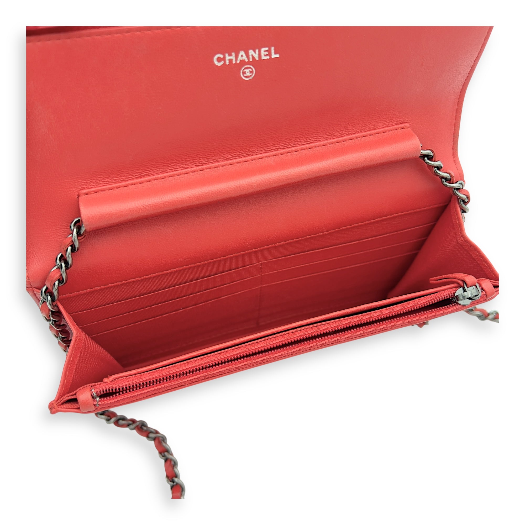 Chanel Boy Wallet On Chain Red in Calfskin, Ruthenium hardware_3