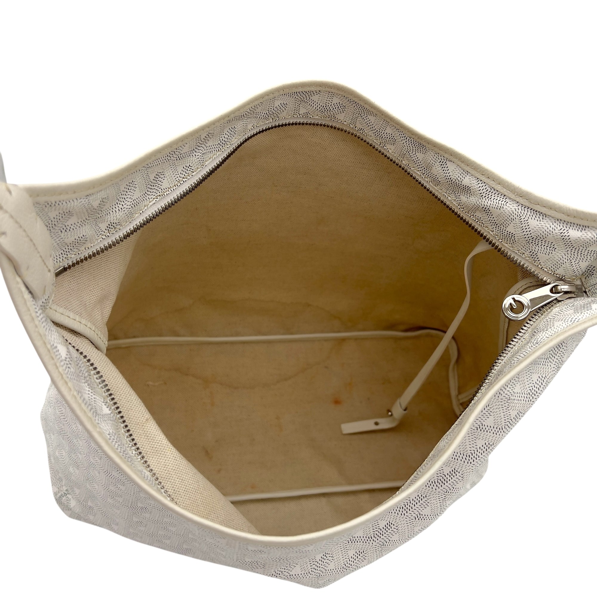 Goyard Boheme Tote Bag PM White in Coated Canvas, Silver hardware_4