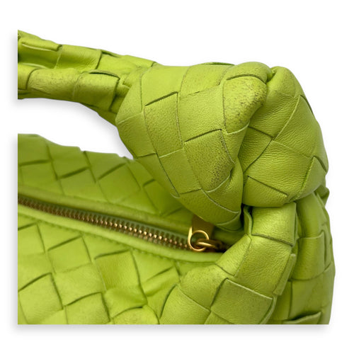Bottega Veneta Jodie Mini Green Top Handle Bag in Lambskin, Gold hardware_6