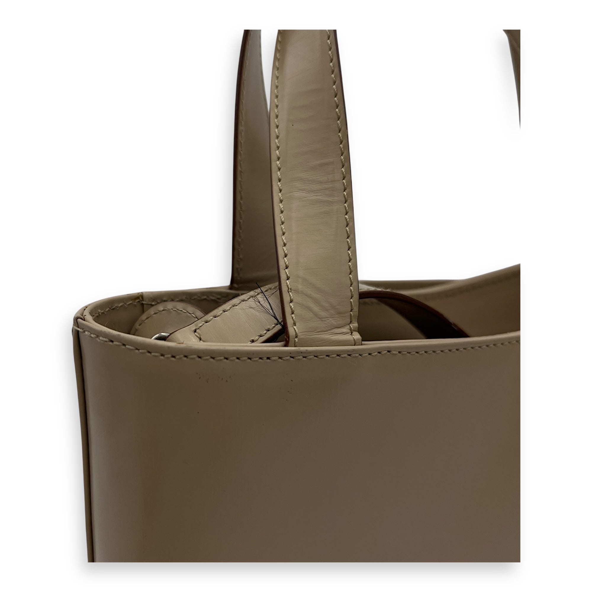 Salvatore Ferragamo Gancini Top Handle Bag Silver in Calfskin, Silver hardware_10