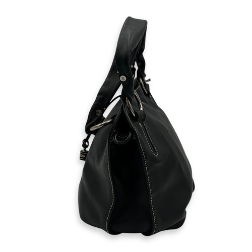 Celine Bittersweet Black Top Handle Bag in Calfskin, Silver hardware_4