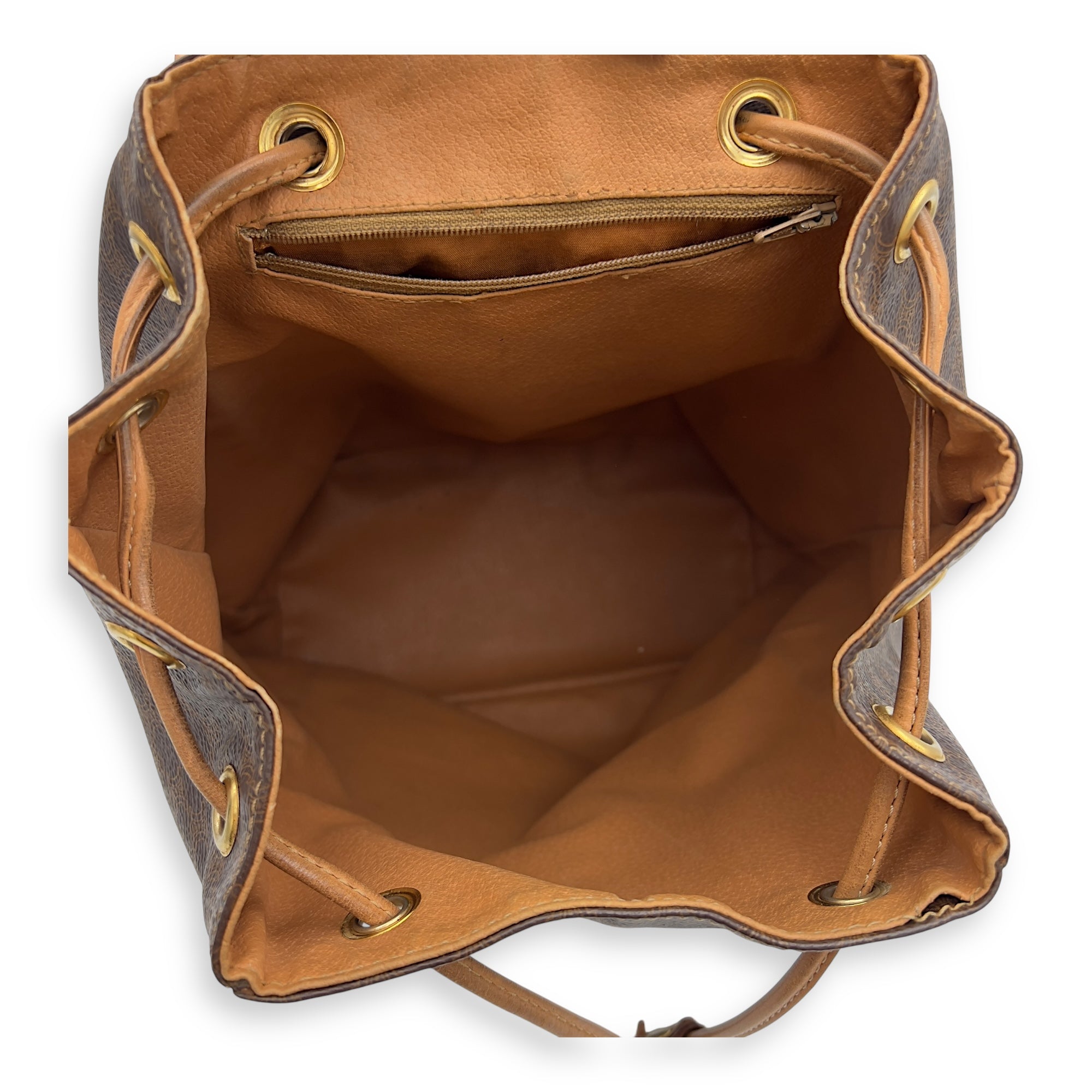 Celine Macadam Backpack Brown in Coated Canvas, Gold hardware_8
