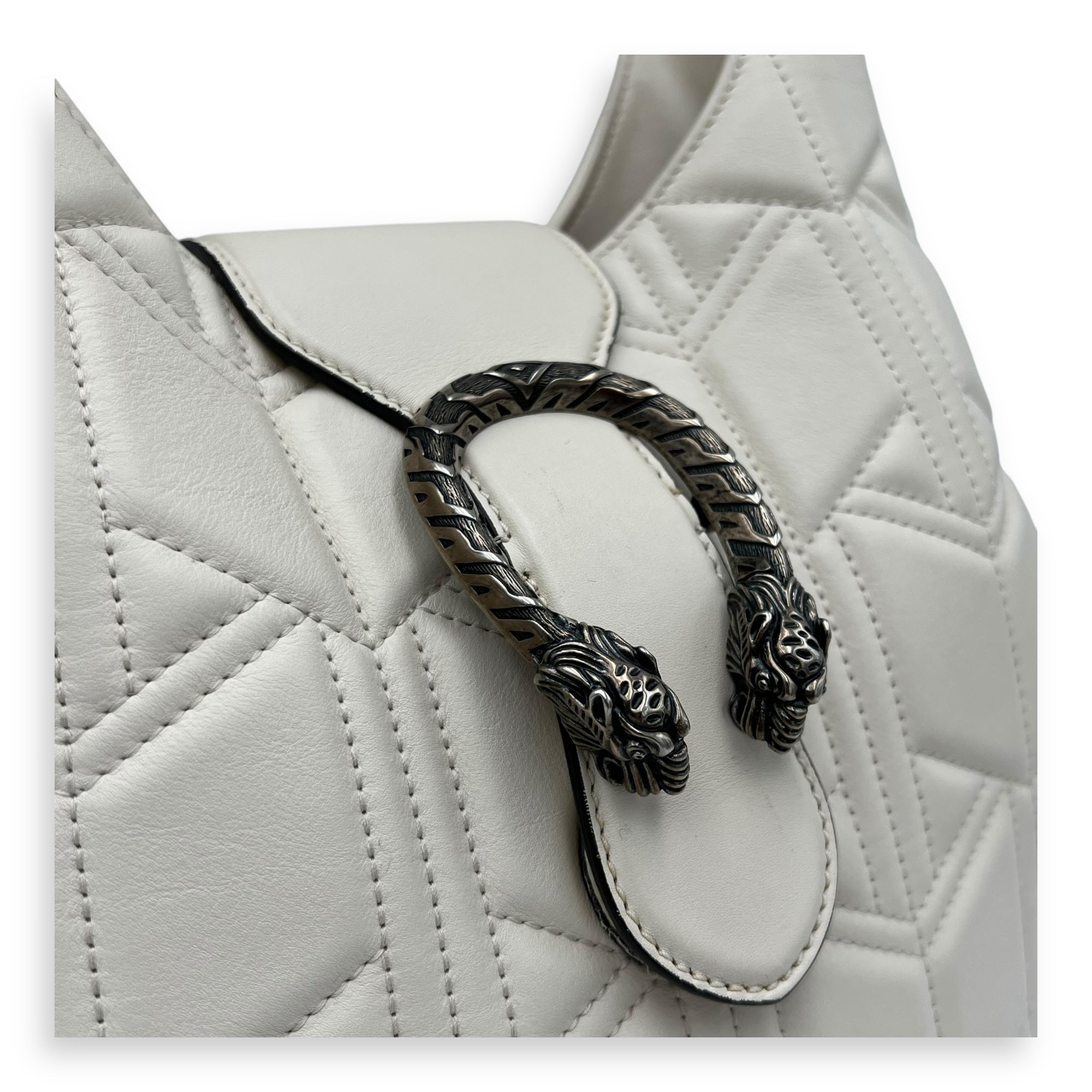 Gucci Dionysus Shoulder Bag White in Calfskin, Silver hardware_6