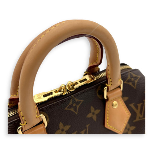 Louis Vuitton Speedy Top Handle Bag 20 Brown in Monogram Coated Canvas, Gold hardware_6