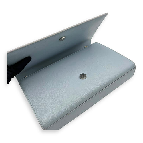 Saint Laurent Kate Medium Blue Crossbody Bag in Calfskin, Silver hardware_6