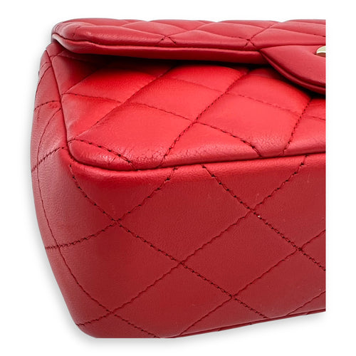 Chanel CC Rectangle  Shoulder Bag Red in Lambskin, Gold hardware_6