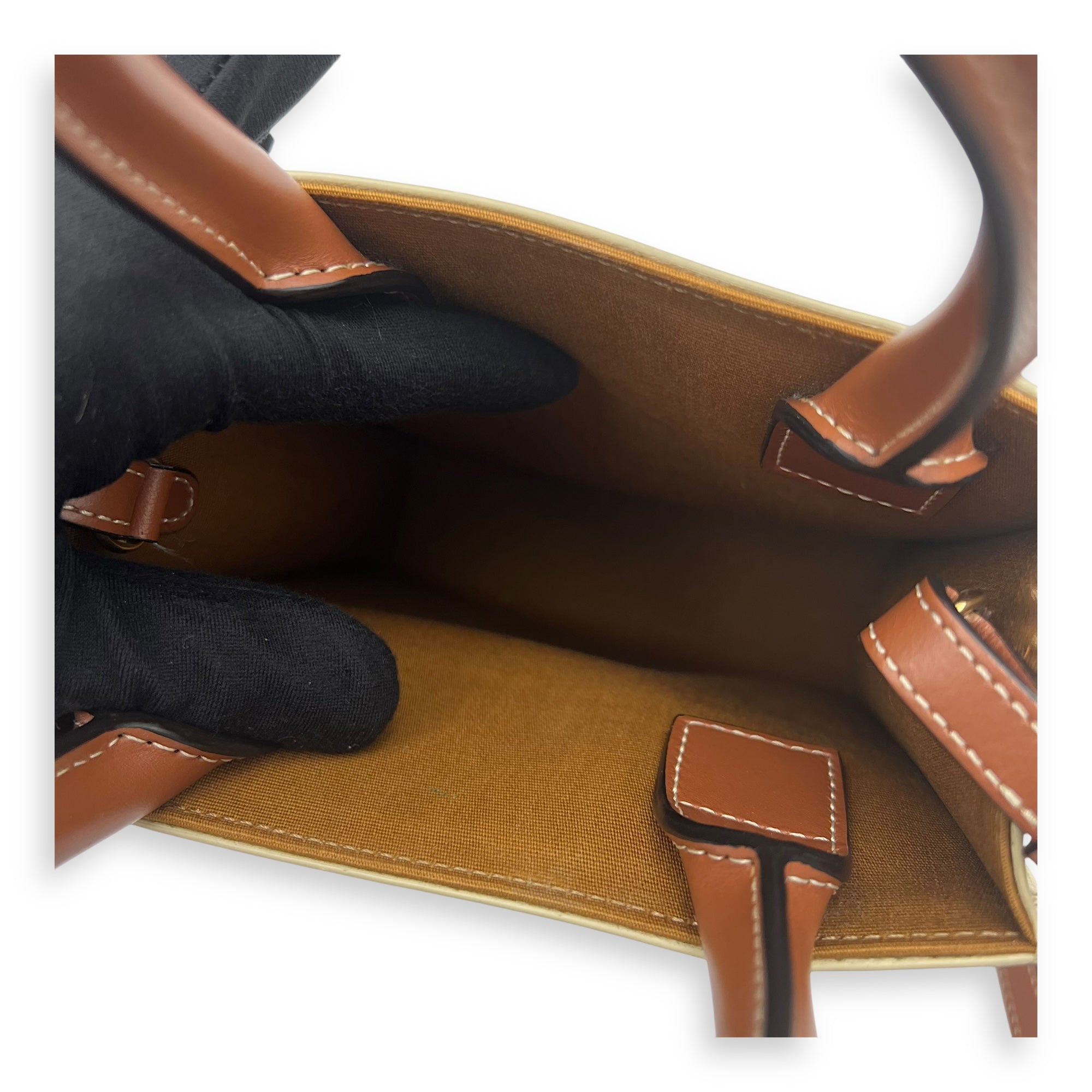 Celine Vertical Top Handle Bag White in Coated Canvas, Others hardware_6