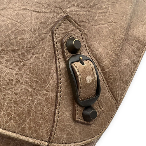 Balenciaga City Crossbody Bag Brown in Distressed Leather, Gunmetal hardware_7