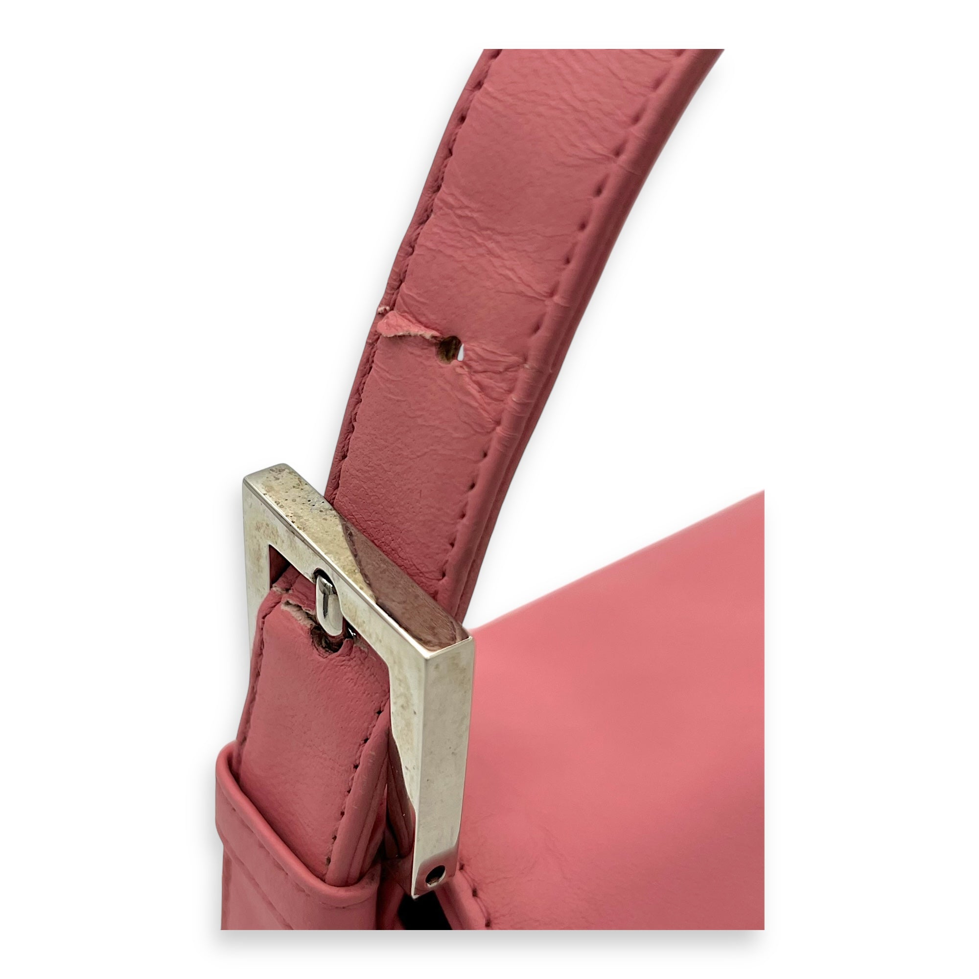 Fendi Baguette Shoulder Bag Pink in Calfskin, Silver hardware_7