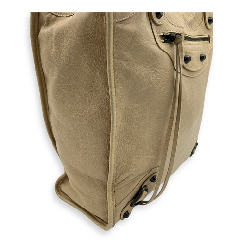 Balenciaga City Shopper Beige Tote Bag in Distressed Leather, Gunmetal hardware_13