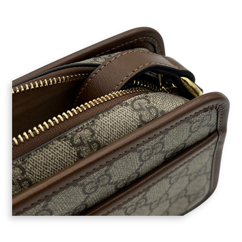 Gucci GG Supreme Crossbody Bag Brown in Coated Canvas, Gold hardware_7