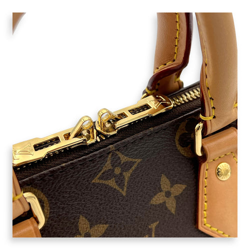 Louis Vuitton Speedy Top Handle Bag 20 Brown in Monogram Coated Canvas, Gold hardware_7
