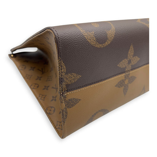 Louis Vuitton OnTheGo GM Brown Top Handle Bag in Coated Canvas, Gold hardware_9